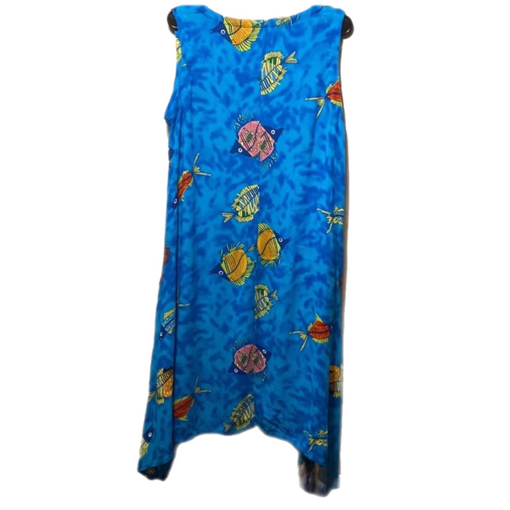 KAKTUS Blue Fish Print Midi Dress - Size L - Picture 3 of 9